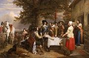 Charles Landseer Charles I holding a council of war at Edgecote on the day before the Battle of Edgehill Spain oil painting artist